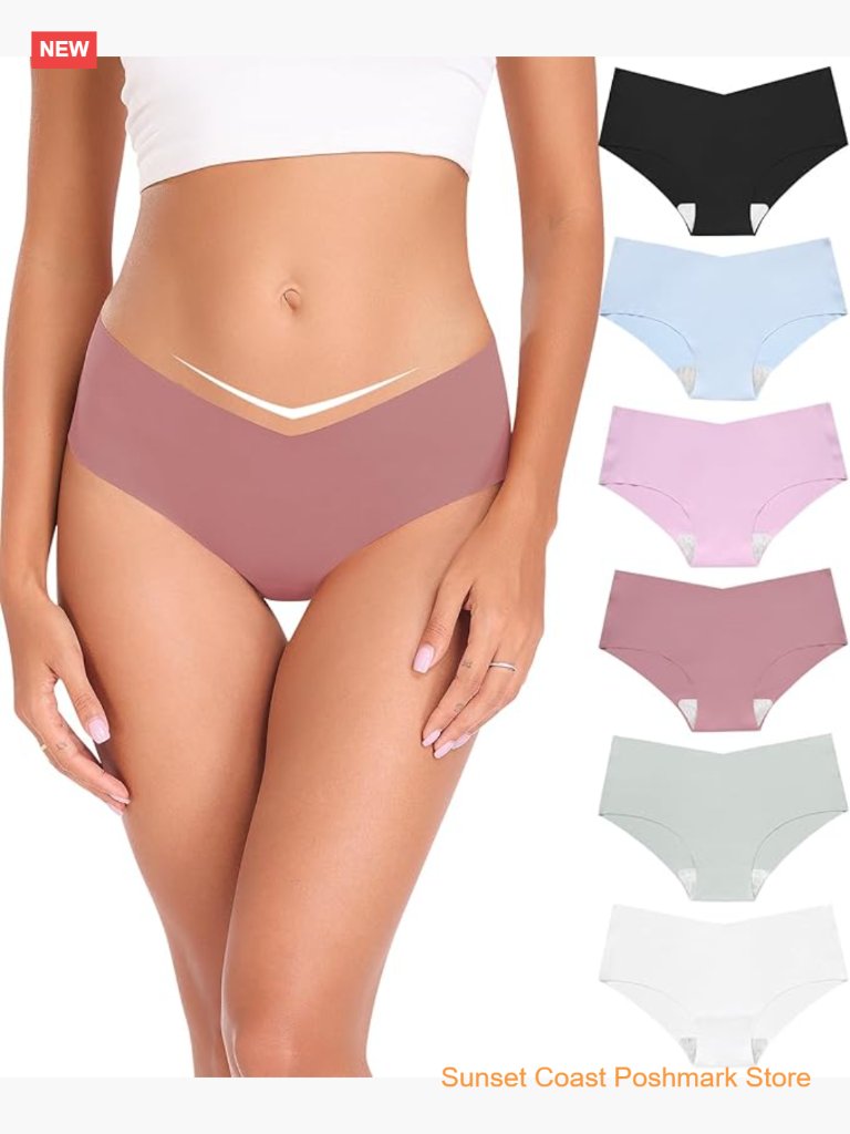 6 Pack Seamless Cheeky Bikini Panties No Show Silky Underwear
